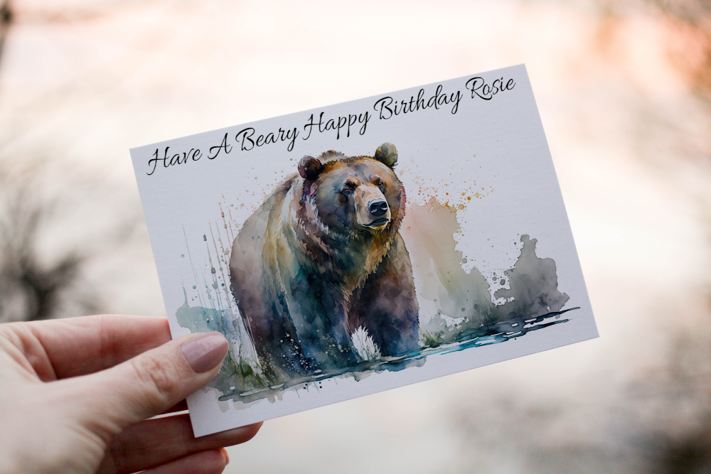 Grizzly Bear Birthday Card, Card for Birthday, Birthday Card - Click Image to Close